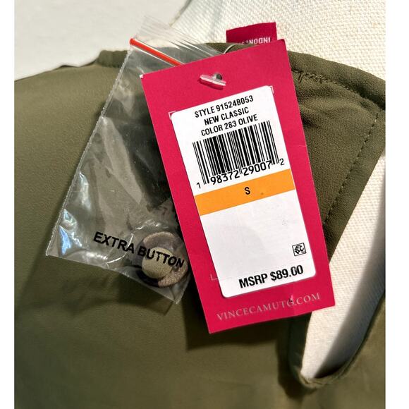 Vince Camuto Women's Contrast-Trim Long-Sleeve Top Size Small Olive Color New - Picture 7 of 10